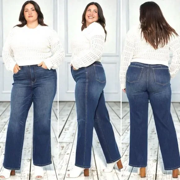 Judy Blue High Rise Tummy Control Classic Straight Jeans Dark Wash NWT - Picture 4 of 15